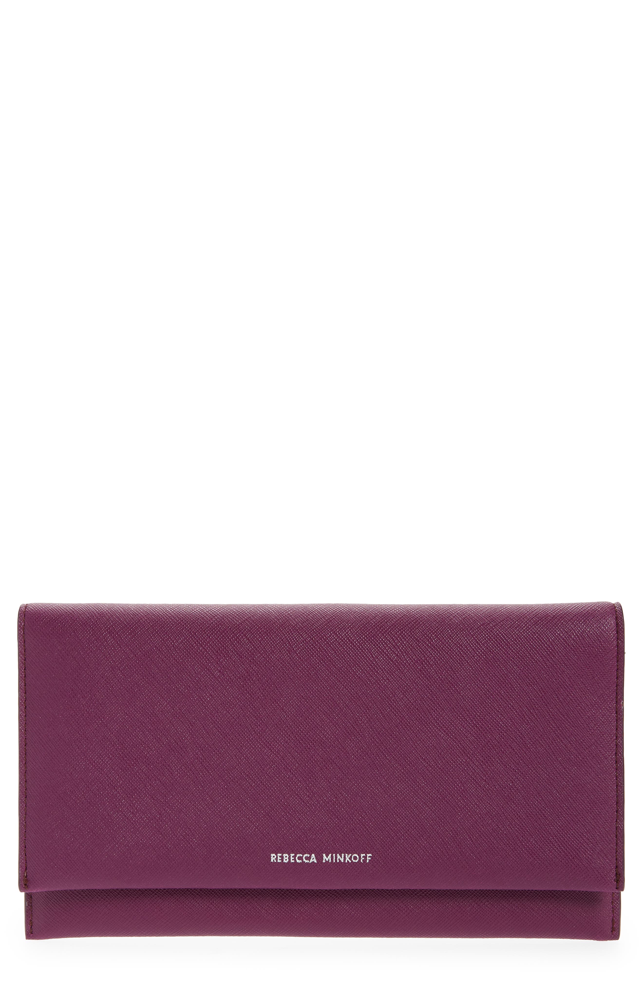 Leather Wallet Clutch, Main, color, VIOLA