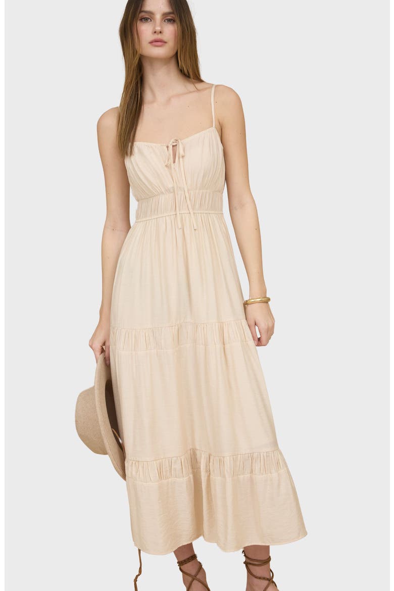 Tiered Midi Sundress, Alternate, color, LIGHT KHAKI