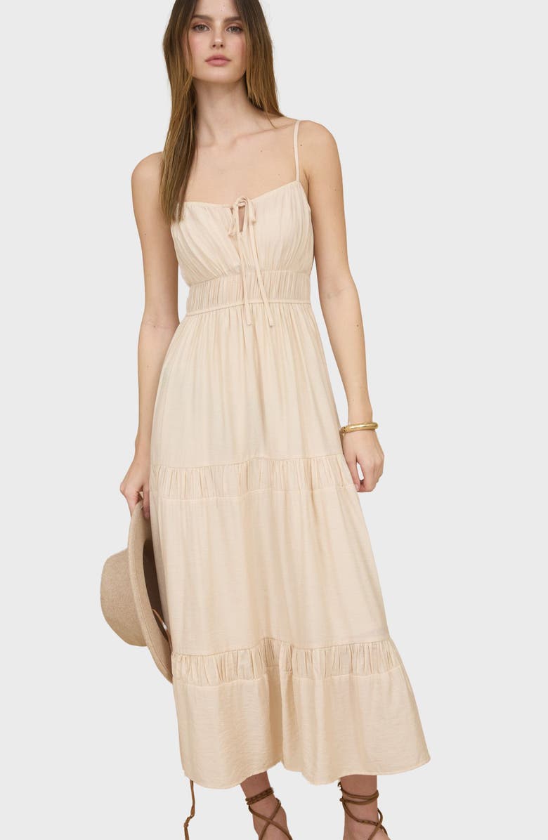 Blu Pepper Tiered Midi Sundress, Alternate, color, Light Khaki