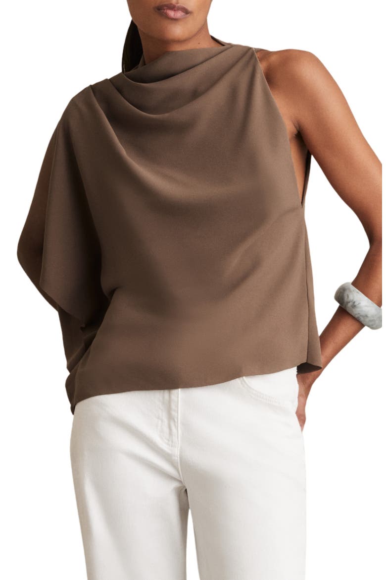 Elle Pleated Mock Neck Top, Main, color, MINK