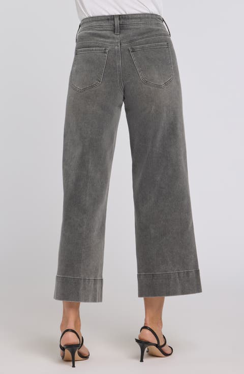 Teresa Seamed Ankle Wide Leg Jeans (Dusty Ash)