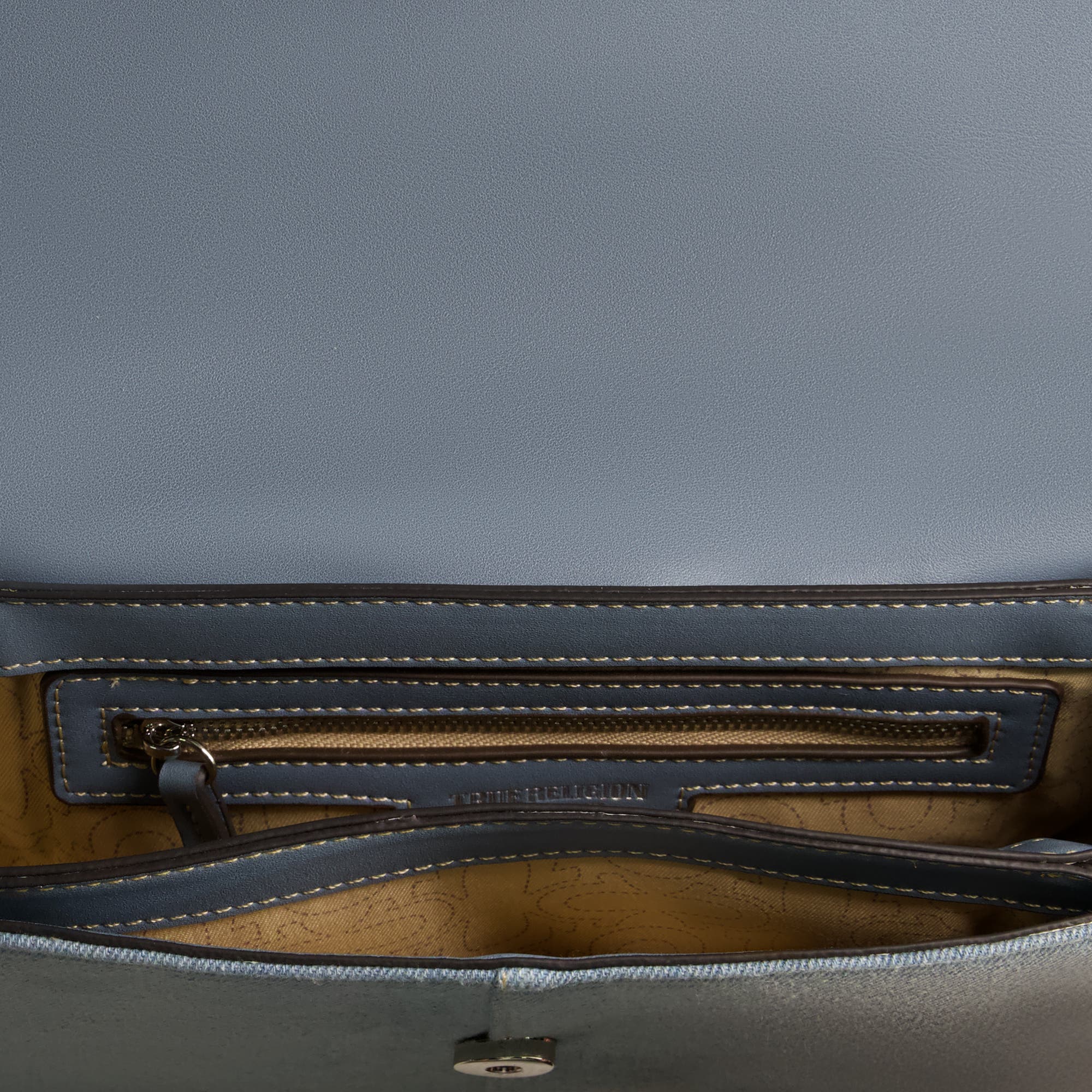 True Religion Denim Saddle Bag with Oversized Horseshoe Logo, Alternate, color, Blue