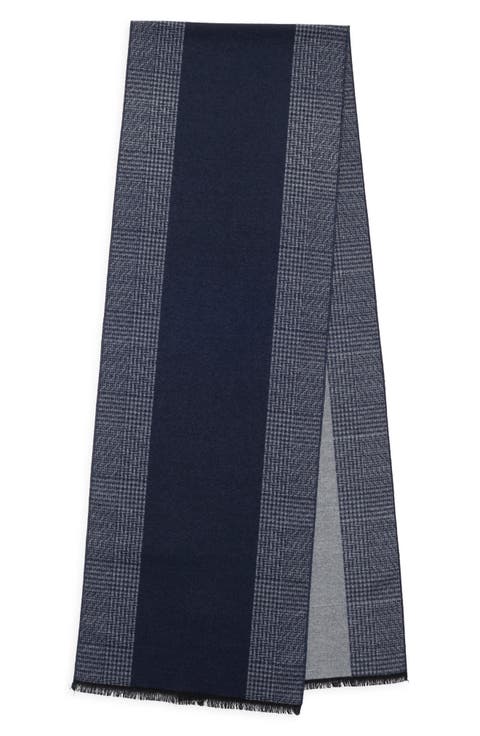 Contrast Check Stripe Recycled Polyester & Silk Scarf