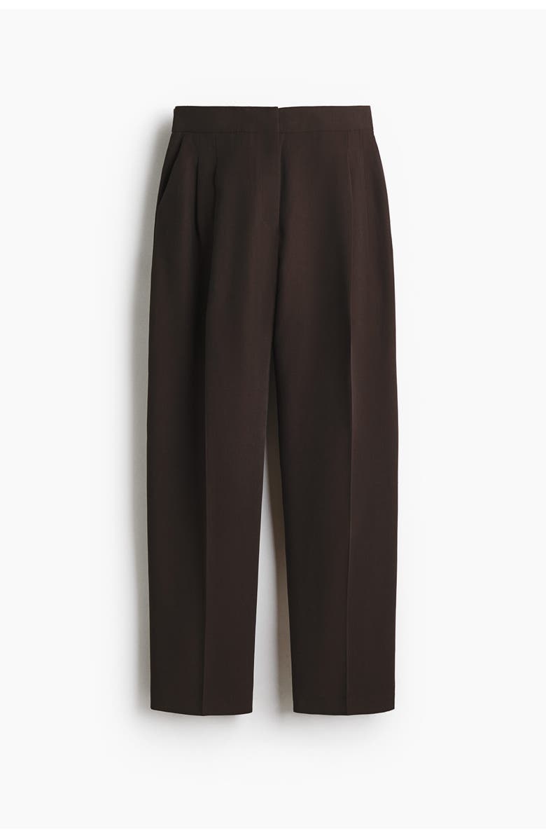 H&M Barrel-leg Twill Trousers, Alternate, color, Dark Brown