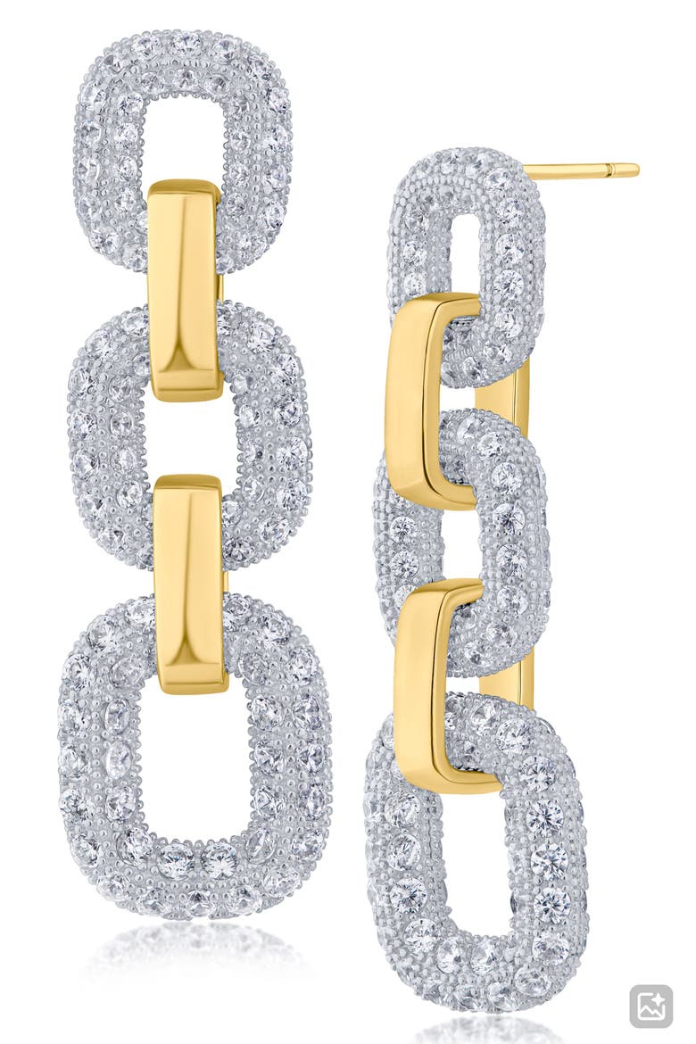Triple Link Drop Earrings, Main, color, TWO TONE PLATED BRASS