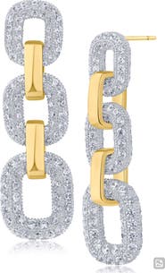 CZ by Kenneth Jay Lane Triple Link Drop Earrings