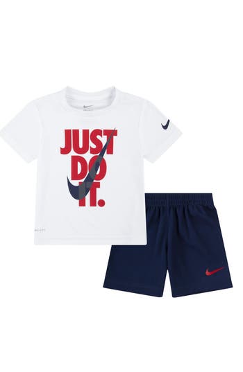 Nike Just Do It T-shirt & Shorts Set In Midnight Navy