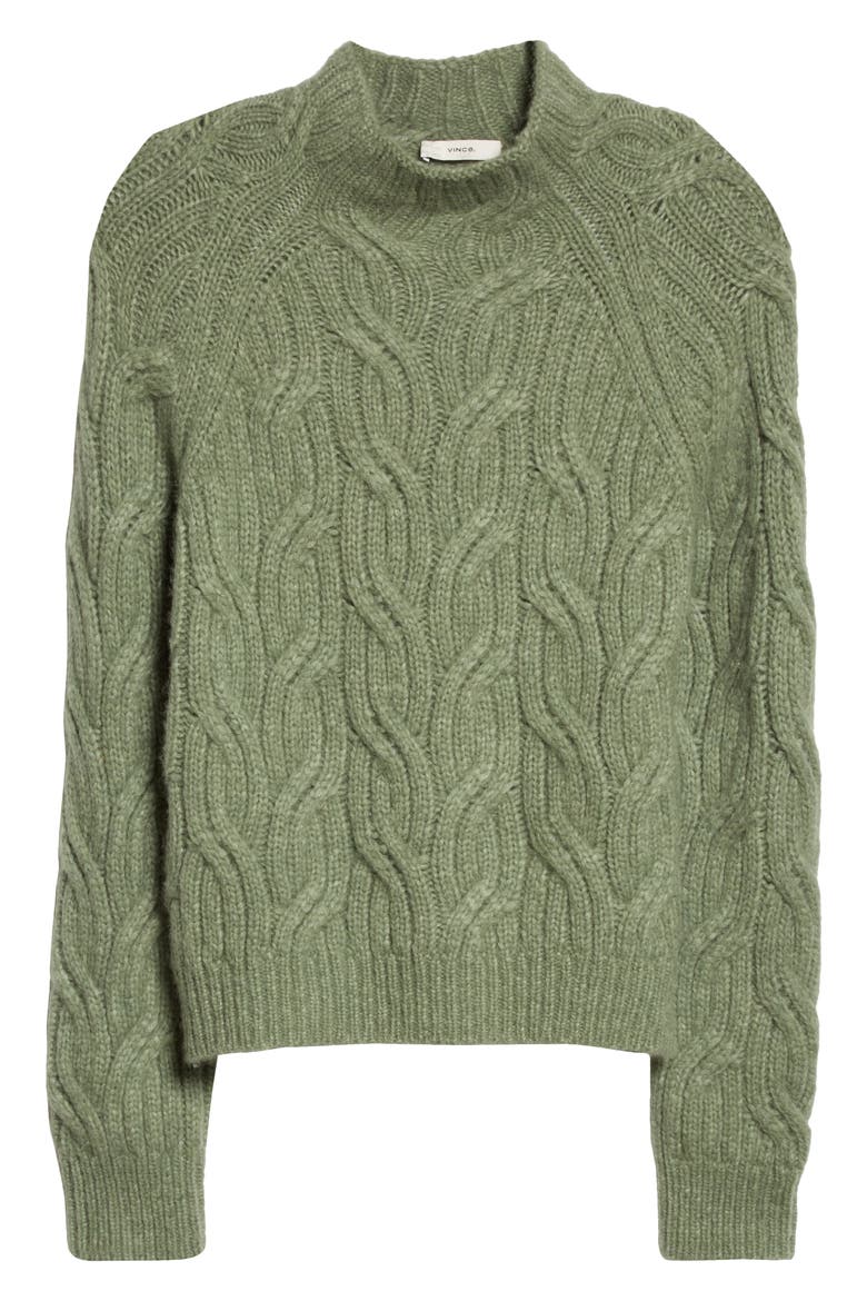 Twisted Chain Mock Neck Sweater, Alternate, color, HEATHER JADEITE