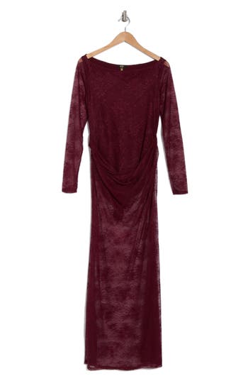 Afrm Trina Long Sleeve Lace Built In Bodysuit Dress In Fig