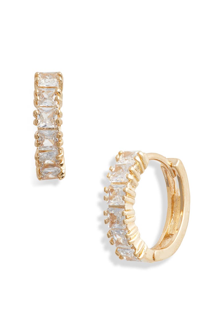 Venice Cubic Zirconia Huggie Hoop Earrings, Main, color, GOLD