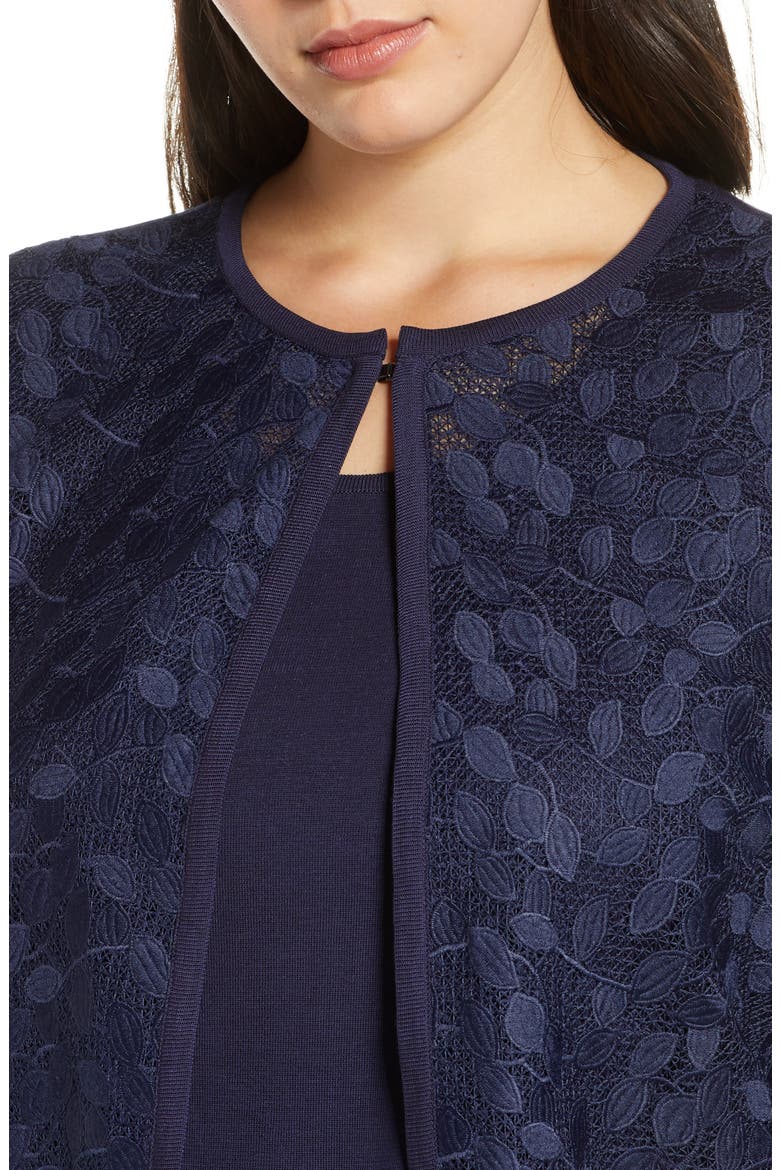 Lace & Knit Jacket, Alternate, color, INDIGO/ WHITE