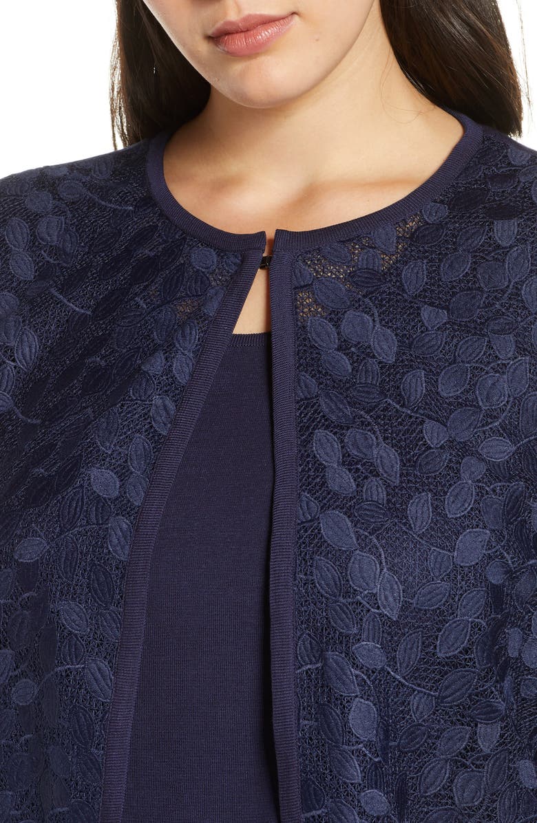 Ming Wang Lace & Knit Jacket, Alternate, color,