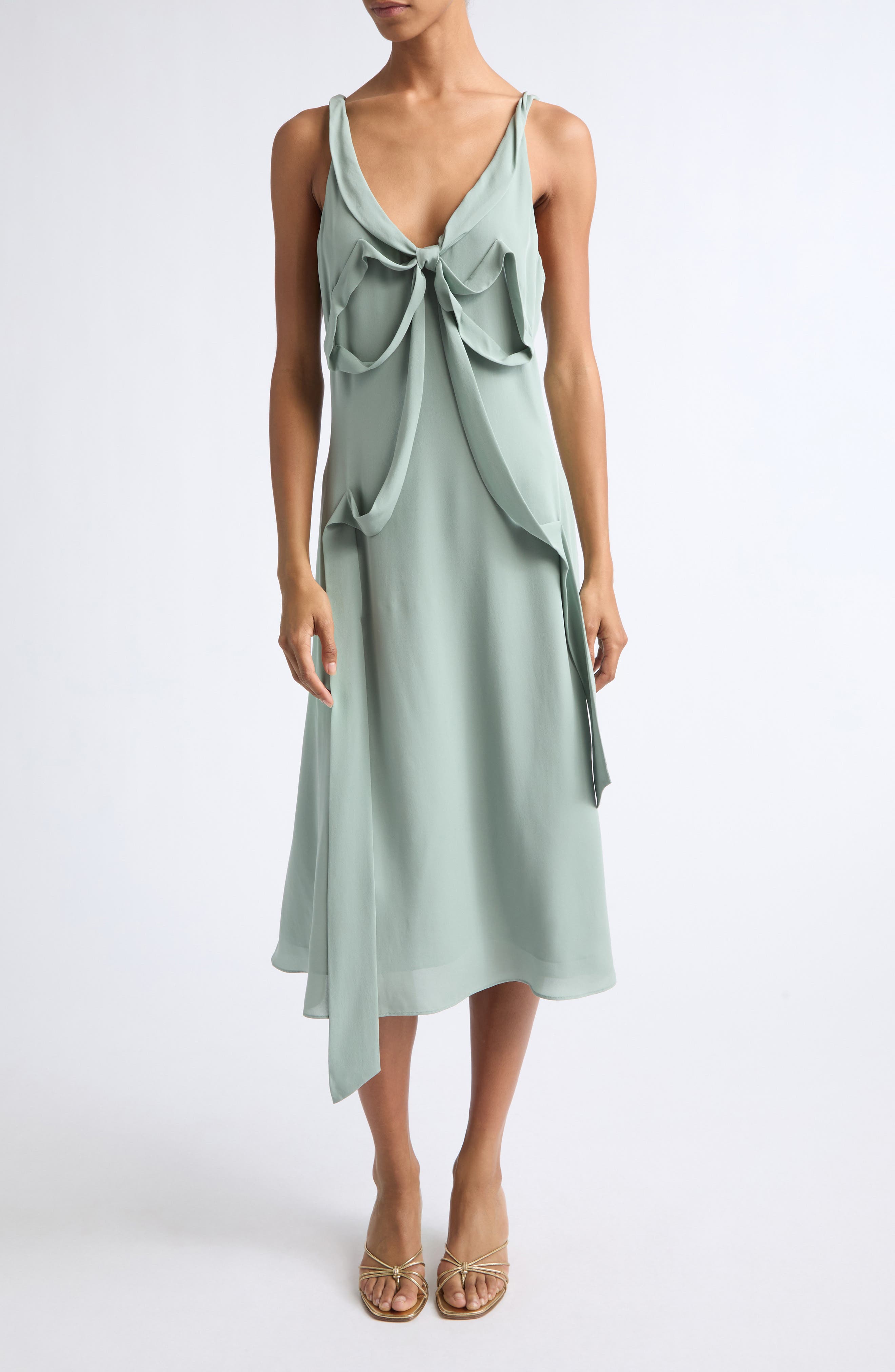 silk bow dress Bow Butterfly Silk Faille Column Gown 16 / Light Blue