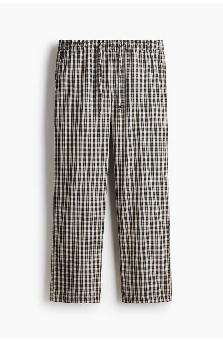 H&M Relaxed Fit Poplin Trousers, Alternate, color, Gray/Checked