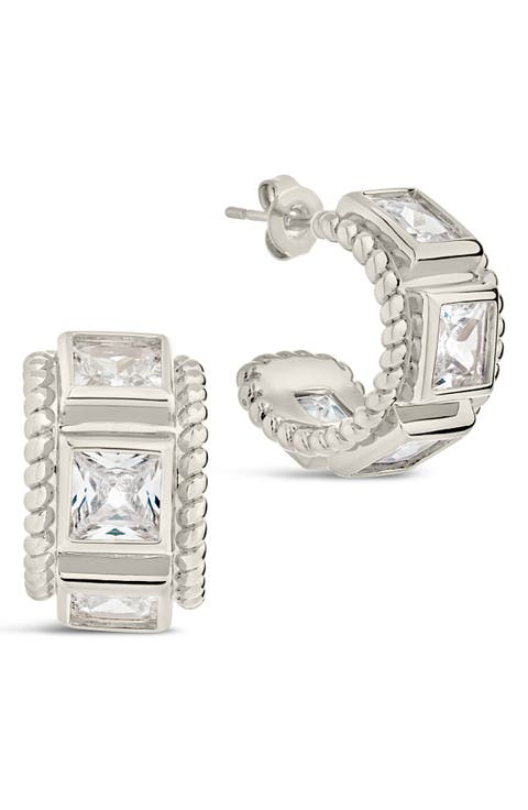 Cassia Cubic Zirconia Huggie Hoop Earrings