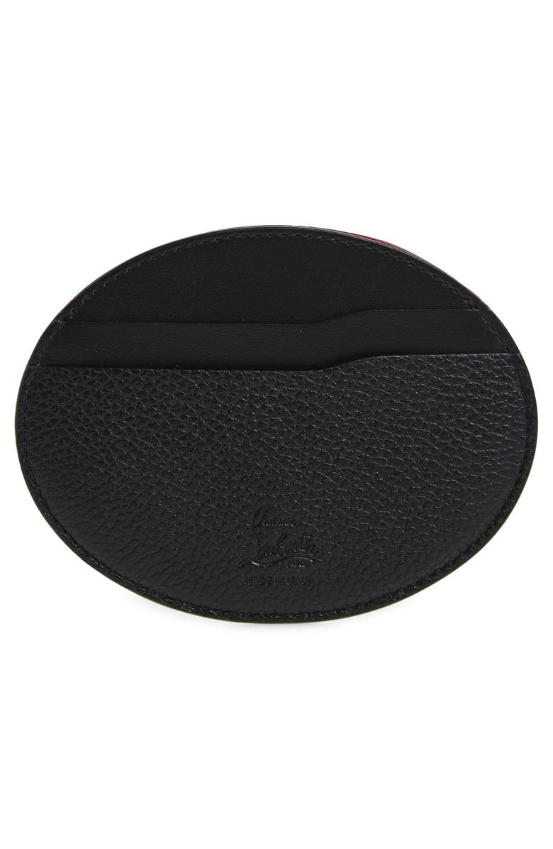 Christian Louboutin Mooncrest Galet Leather Oval Card Case, Alternate, color, Black