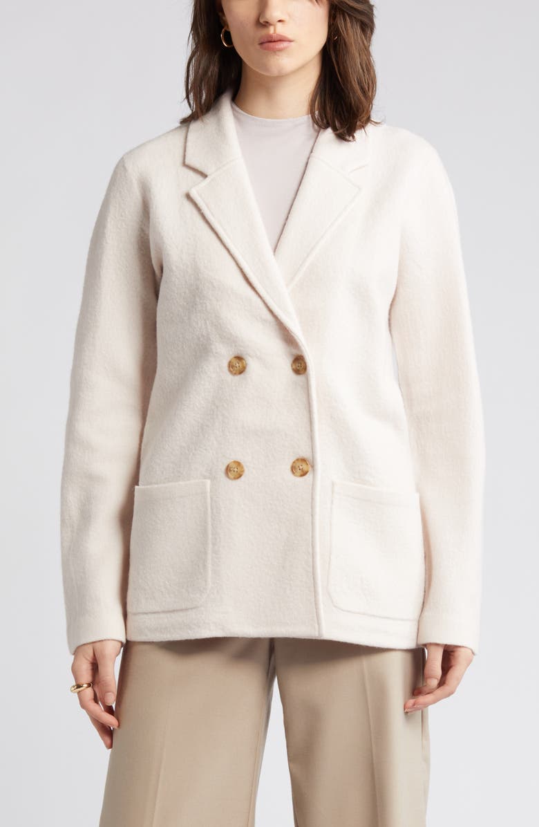 Nordstrom Signature Double Breasted Boiled Merino Wool Blazer, Alternate, color, 