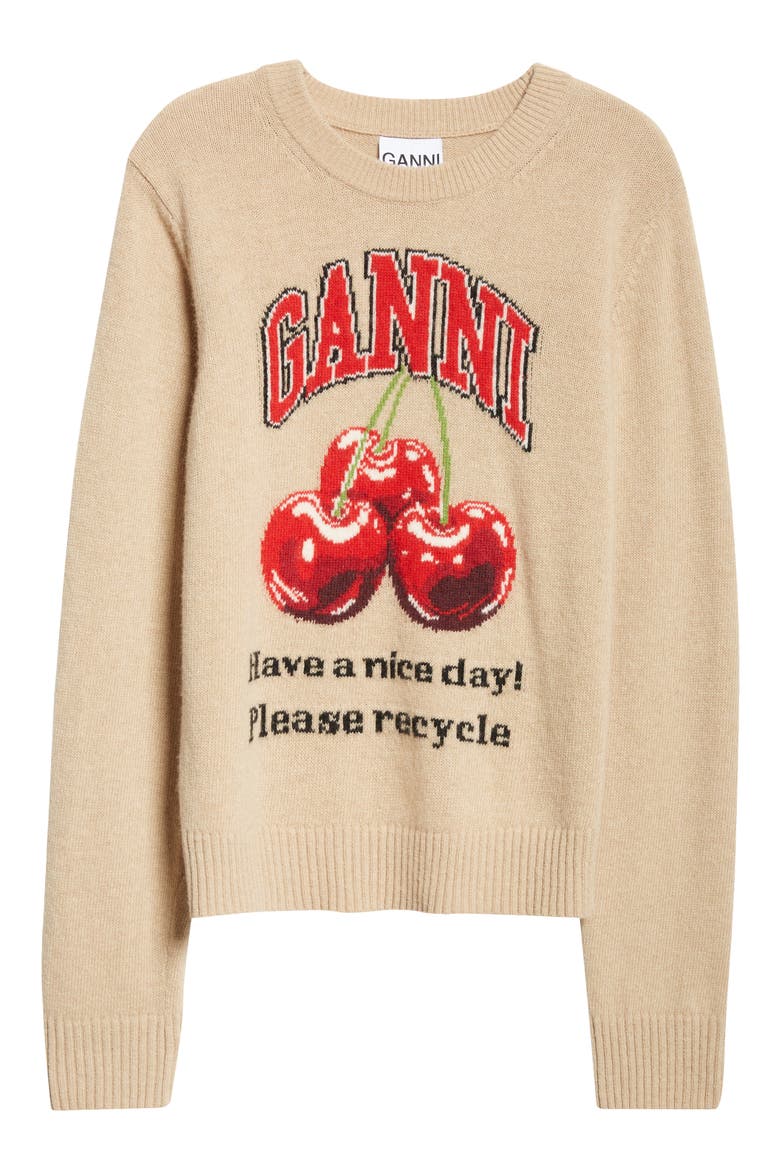 Intarsia Knit Wool Blend Sweater, Alternate, color, SAFARI