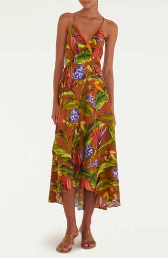Floral Linen Wrap Dress