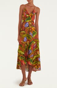 FARM Rio Floral Linen Wrap Dress