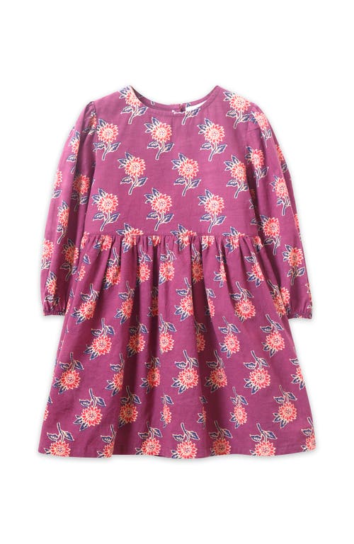 Beet World Girls' Long Sleeve Dress With Floral Motif In Purple & Red