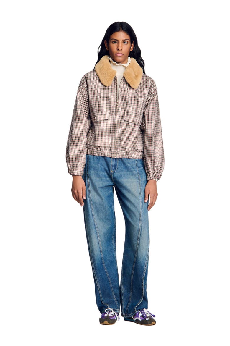 Faux fur-lined coat, Alternate, color, Brown