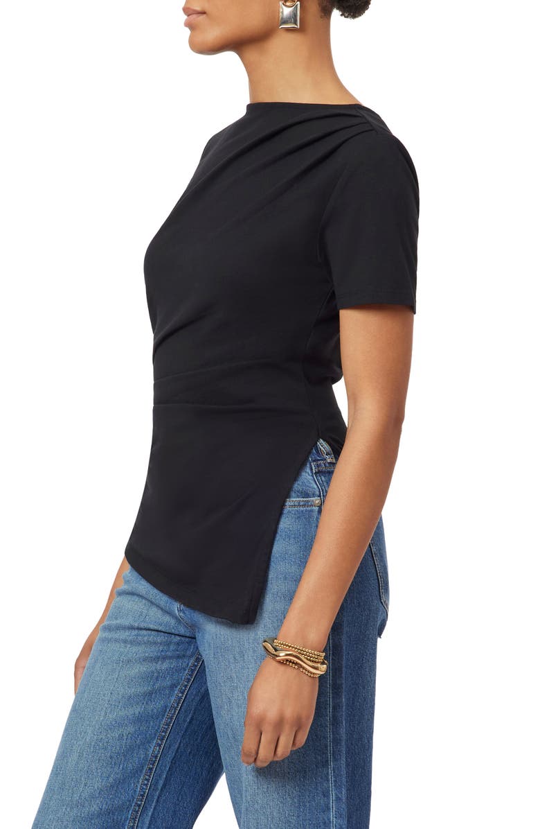 Scotch & Soda Gathered Asymmetric Tee, Alternate, color, Black Night