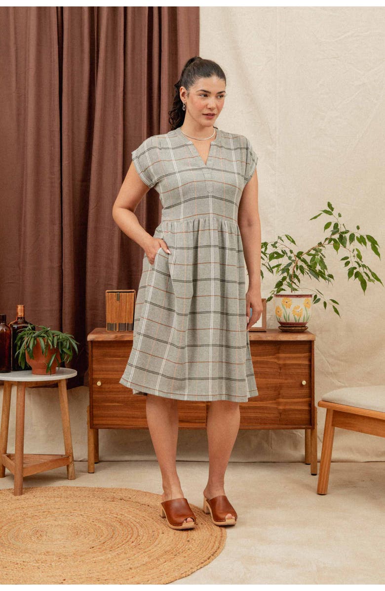 Bridge & Burn Ira Dress, Alternate, color, Olive Ember Grid