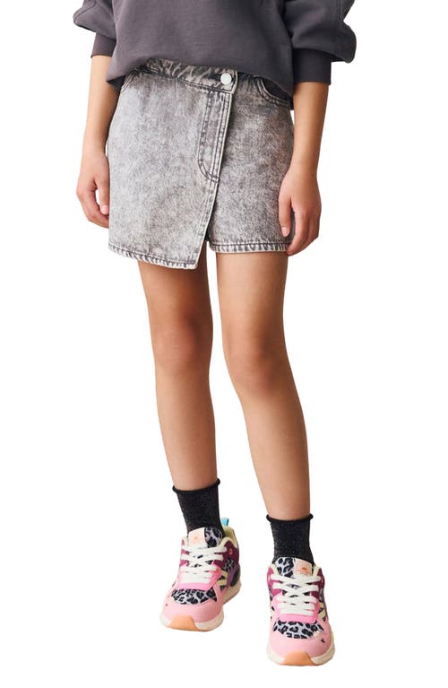 Next Kids' Acid Wash Denim Skort In Gray