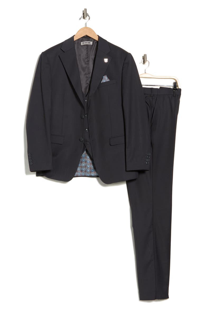 Charcoal Mélange 3-Piece Suit, Alternate, color, CHARCOAL