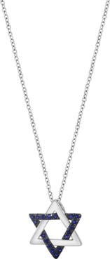 EFFY Sterling Silver Sapphire Star of David Pendant Necklace