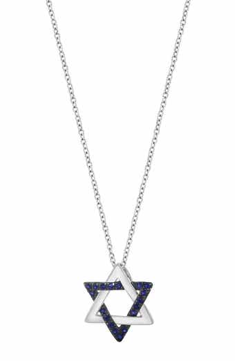 Sterling Silver Sapphire Star of David Pendant Necklace