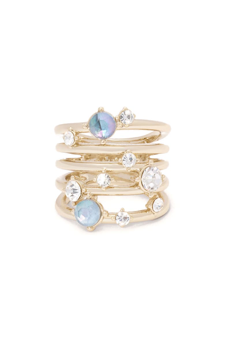 Lila Goldtone Mother of Pearl Stacked Ring, Main, color, MOTHER OF PEARL