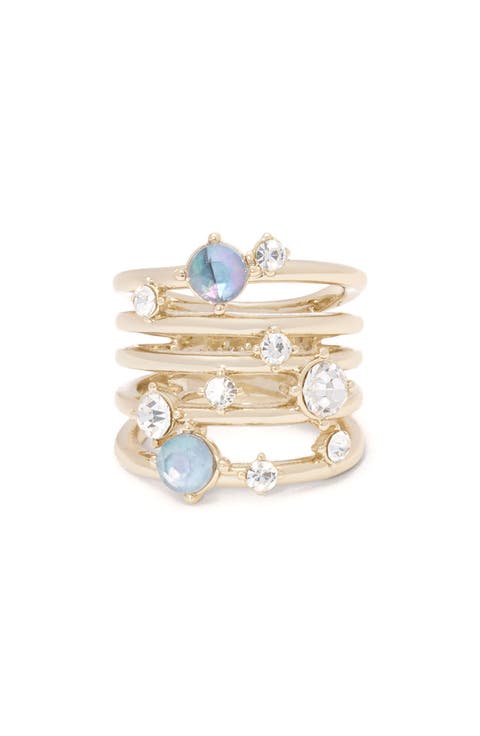 Lila Goldtone Mother of Pearl Stacked Ring