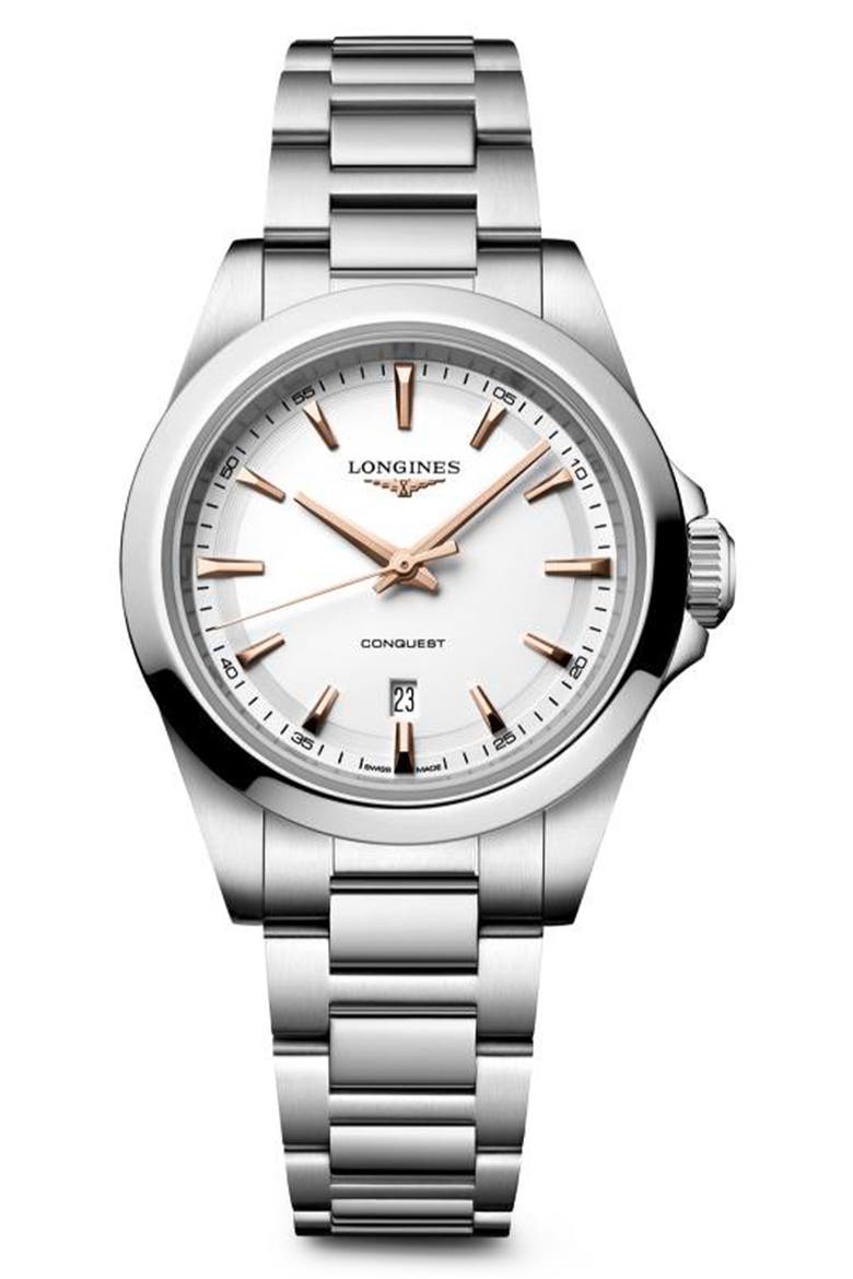 Conquest Bracelet Watch, 30mm, Main, color, WHITE