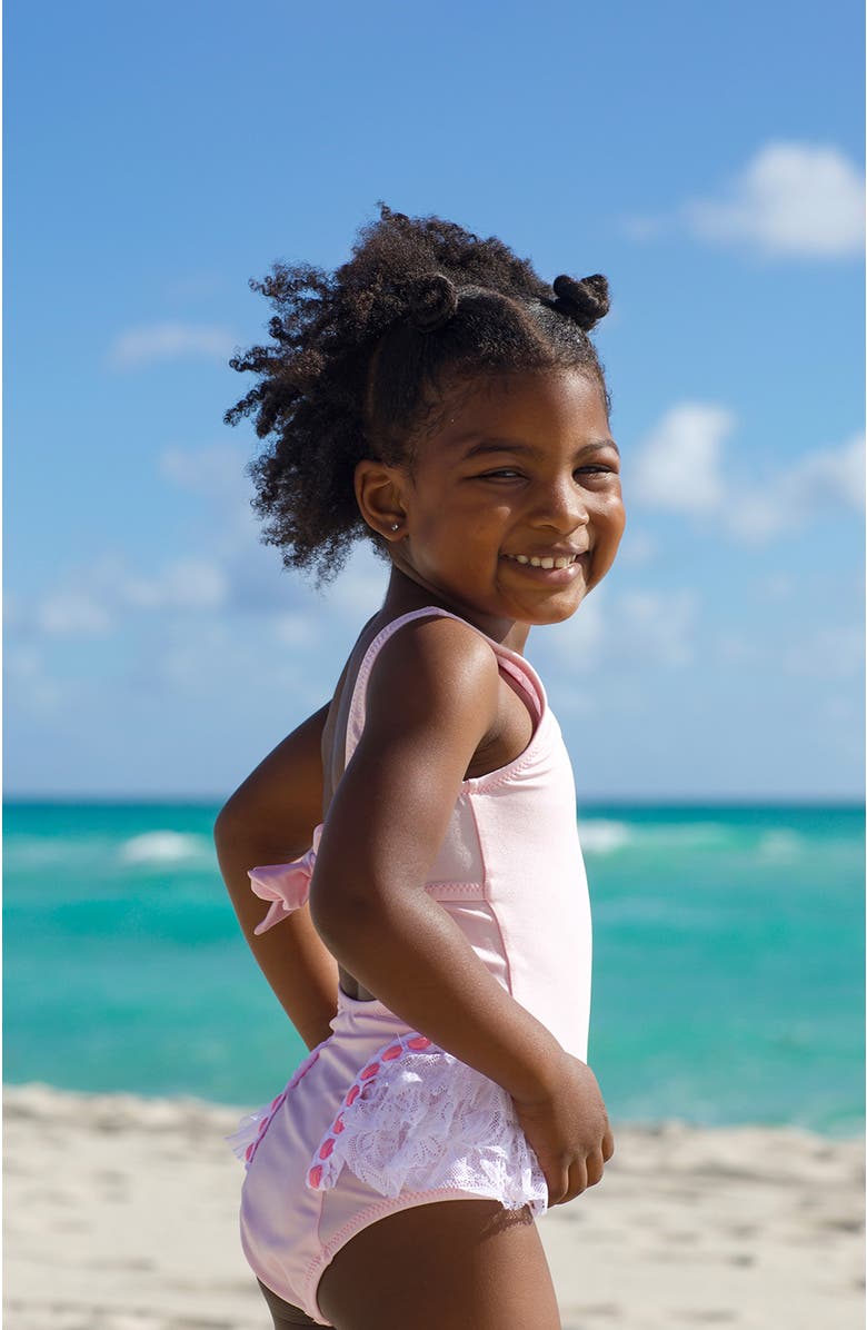 NESSI BYRD Triple-Layered Lace Ruffle One-Piece Swimsuit, Alternate, color, Pink