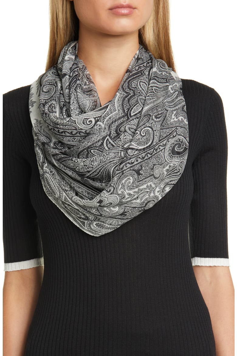 Sciarpa Delhy Silk Scarf, Alternate, color, WHITE