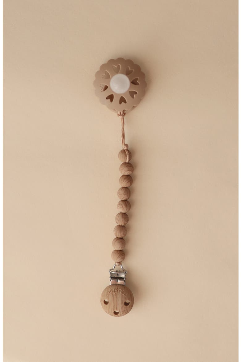 Silicone Pacifier Clip, Alternate, color, FAUX WOOD