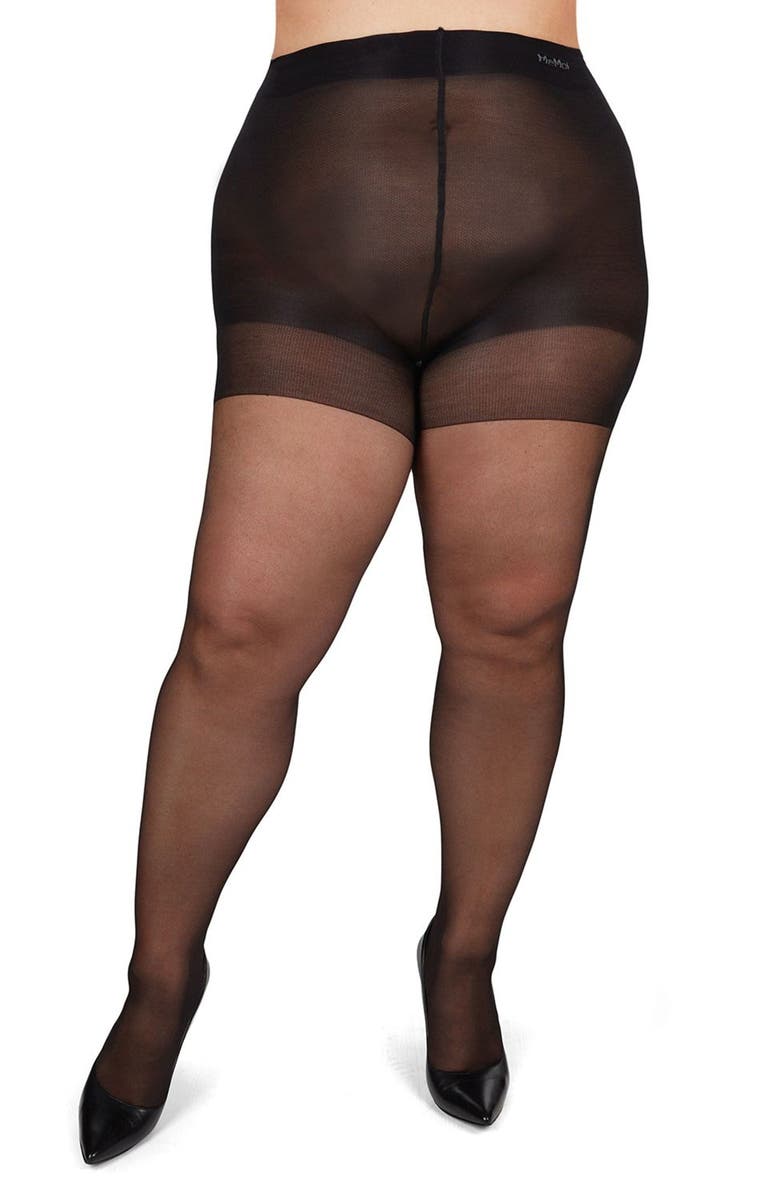 MeMoi Curvy Silky Sheer Tights, Alternate, color, Black