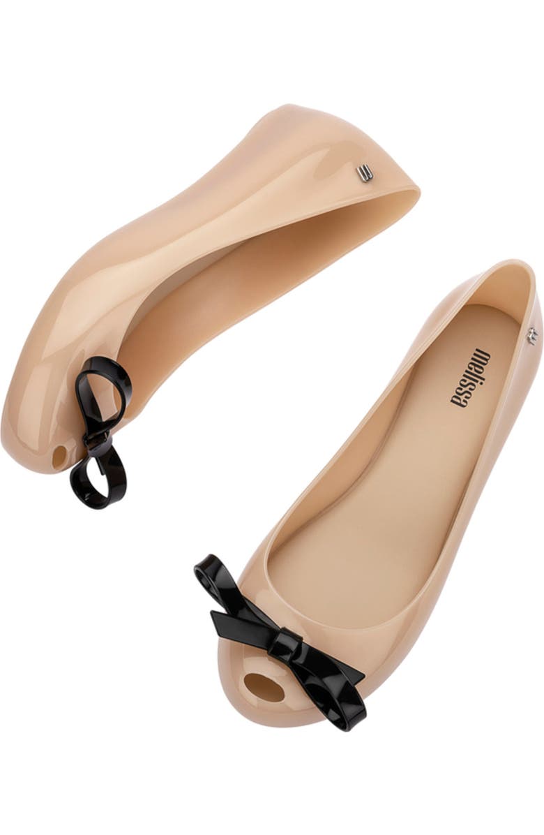 Melissa Ultragirl Bow III Flat, Alternate, color, Beige/ Blck