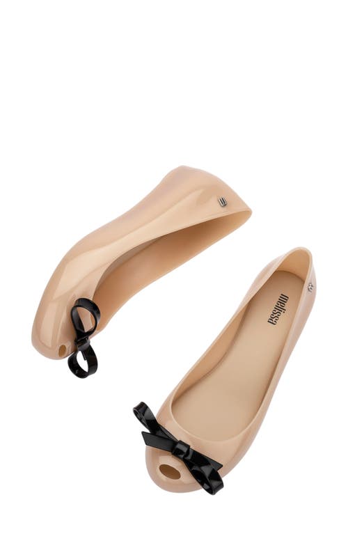 Melissa Ultragirl Bow Iii Flat In Beige/blck