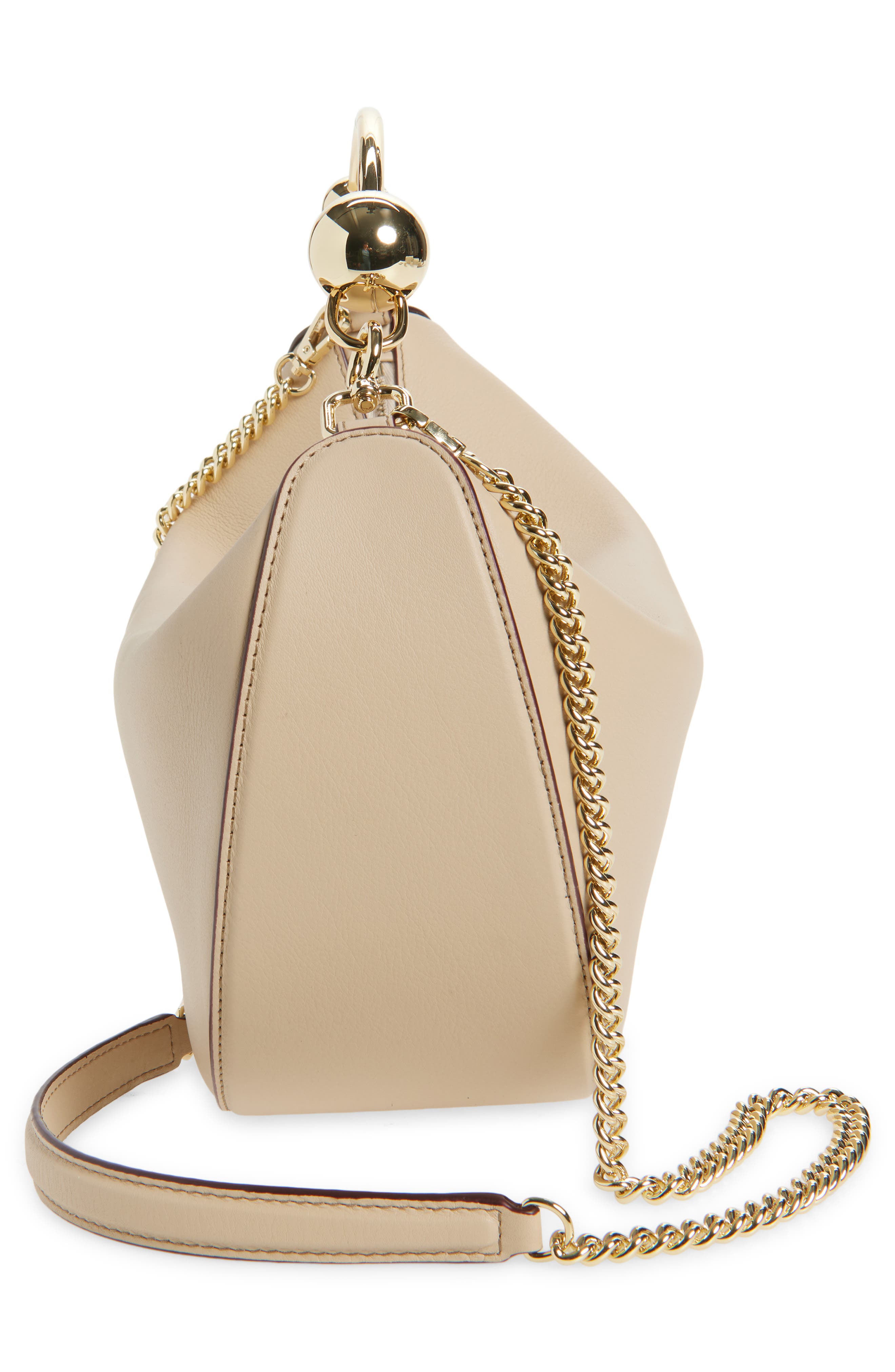 Crescent Moon Leather Shoulder Bag, Alternate, color, OAT