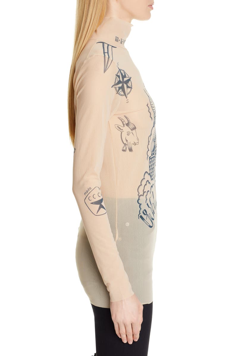 VETEMENTS Tattoo Graphic Mesh Top, Alternate, color,