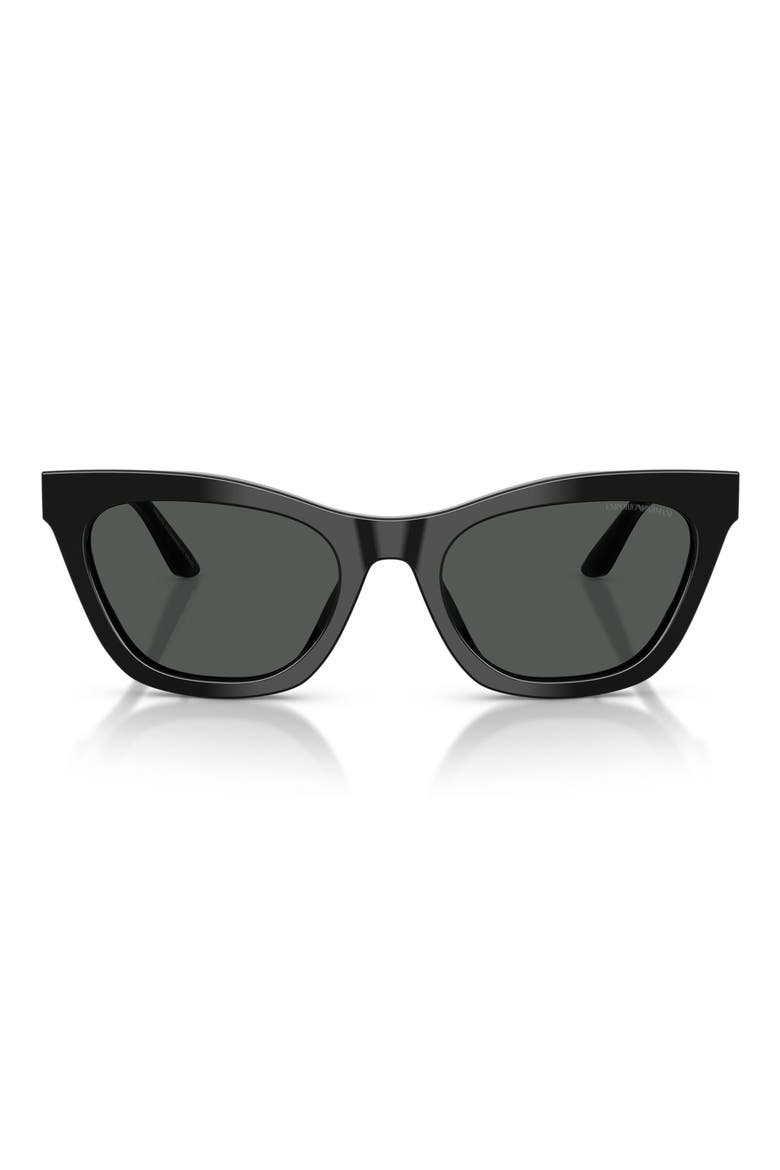 55mm Cat Eye Sunglasses, Main, color, SHINY BLACK / DARK GREY