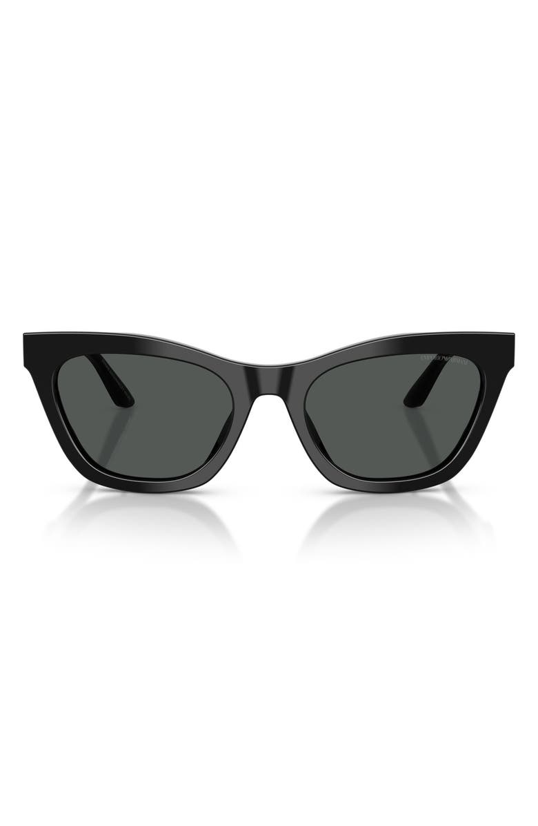 Emporio Armani 55mm Cat Eye Sunglasses, Main, color, Shiny Black / Dark Grey