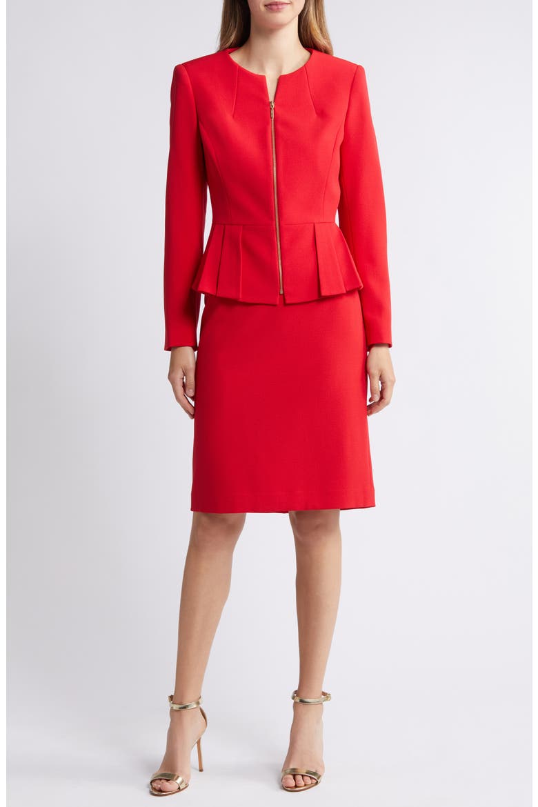 Two-Piece Jacket & Skirt Set, Main, color, RED