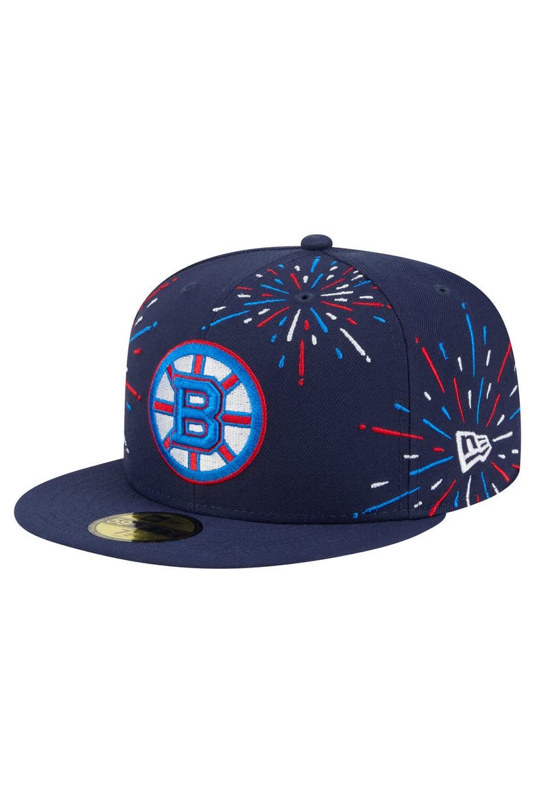 Men's New Era  Navy Boston Bruins Americana Fireworks 59FIFTY Fitted Hat, Main, color, Navy