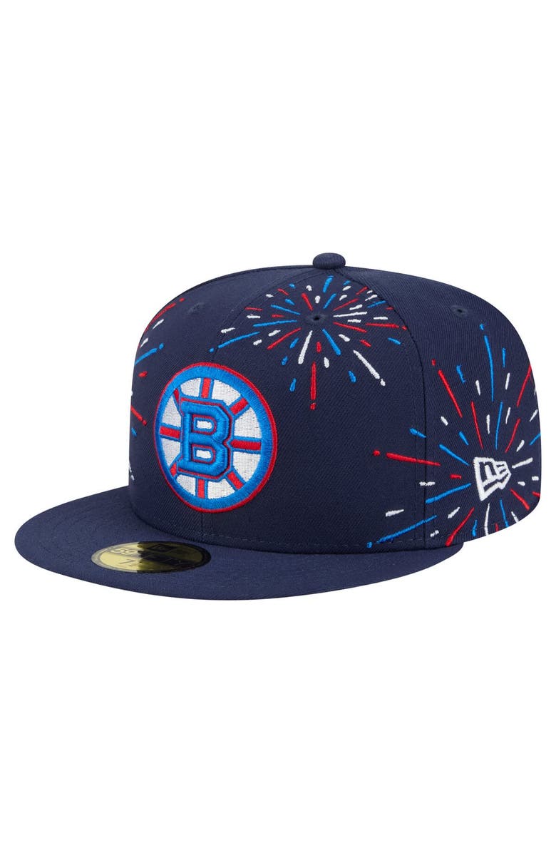 New Era Men's New Era Navy Boston Bruins Americana Fireworks 59FIFTY Fitted Hat, Main, color, Navy