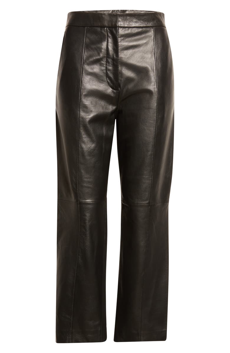 ST. JOHN Crop Leather Pants, Alternate, color, Black