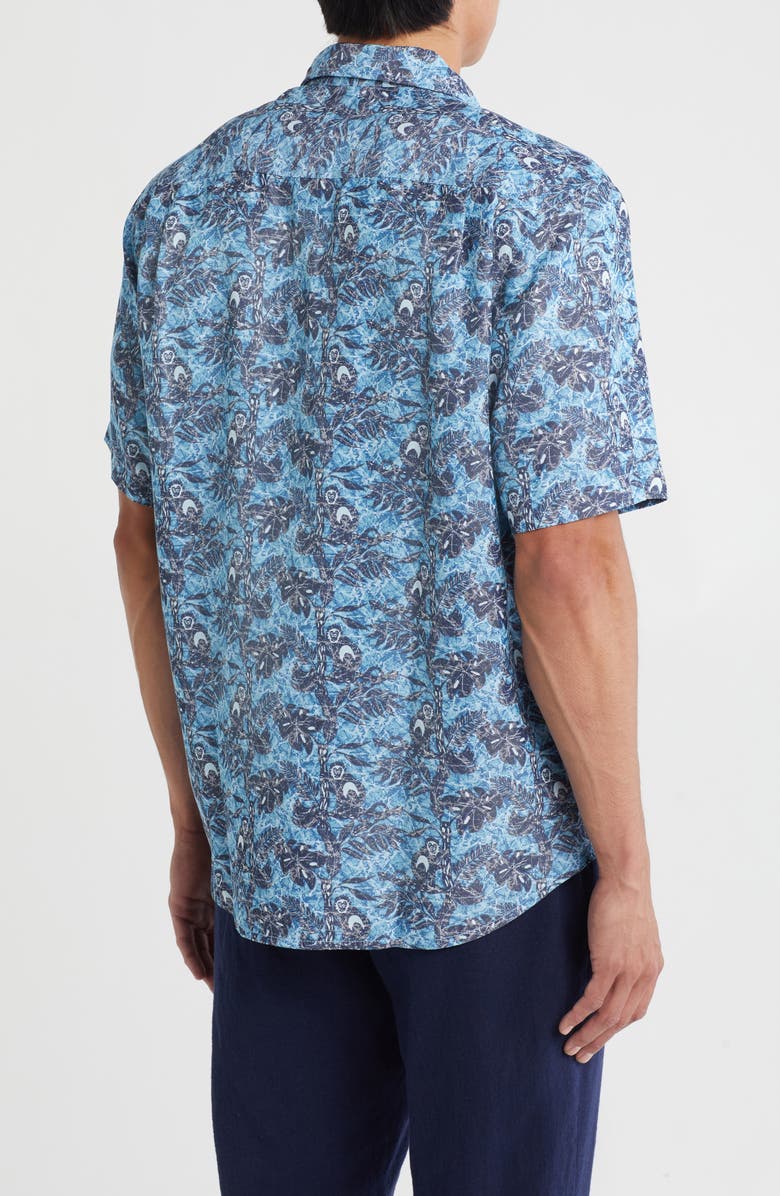 Tommy Bahama Coconut Point Capuchin Vines Short Sleeve Button-Up Shirt, Alternate, color, Pool Tile